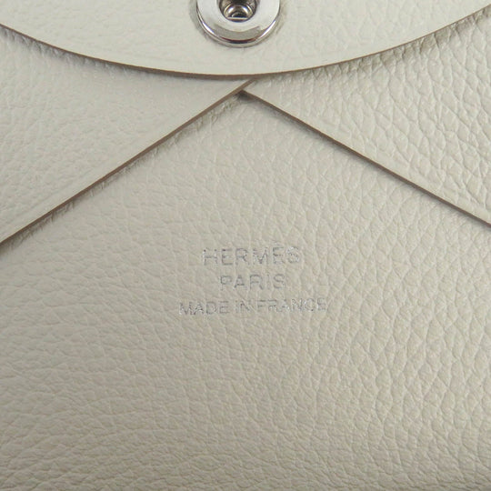 HERMES Coin case Main: Evercolor white Calvi duo mens(Unisex) Used Authentic
