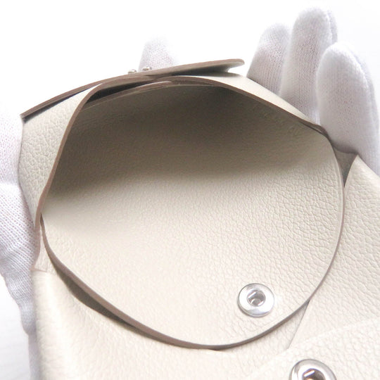 HERMES Coin case Main: Evercolor white Calvi duo mens(Unisex) Used Authentic