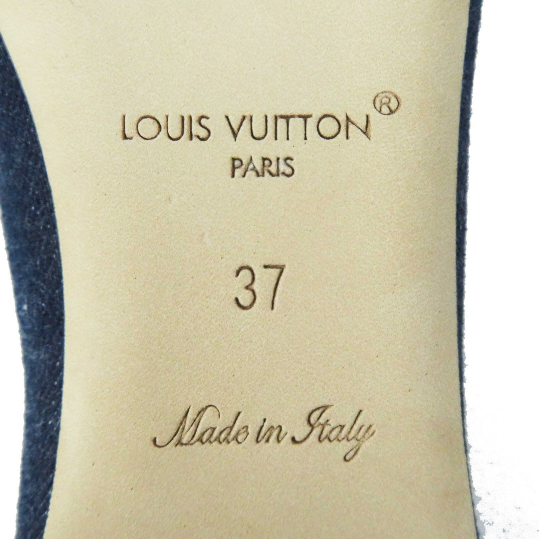 LOUIS VUITTON pumps Main: Denim, Part: Leather Indigo blue Shake Line Ballerina Women 37 Used Authentic