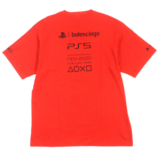 BALENCIAGA Short sleeve T-shirt 651795 cotton Red mens S Used Authentic