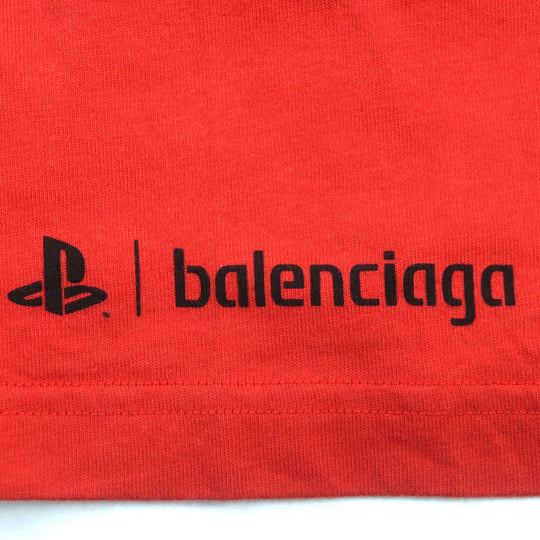 BALENCIAGA Short sleeve T-shirt 651795 cotton Red mens S Used Authentic