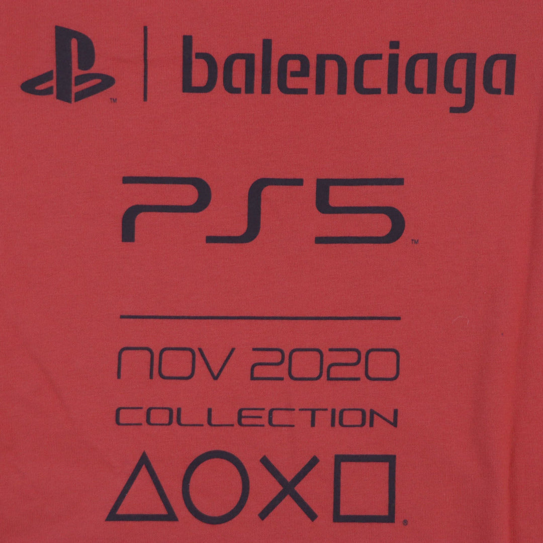 BALENCIAGA Short sleeve T-shirt 651795 cotton Red mens S Used Authentic