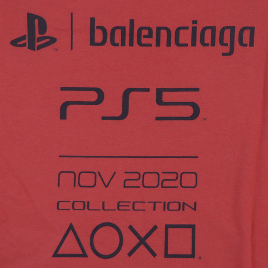 BALENCIAGA Short sleeve T-shirt 651795 cotton Red mens S Used Authentic