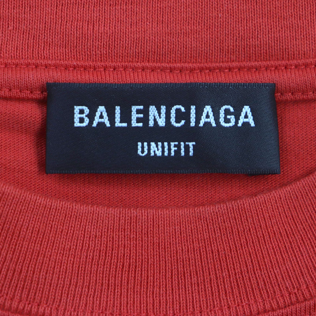 BALENCIAGA Short sleeve T-shirt 651795 cotton Red mens S Used Authentic