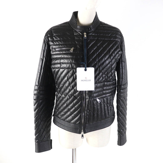 MONCLER Down jacket Lining: 100% nylon, Outer: Lamb leather, Part: Leather, Filling: 90% down, Filling: 10% feather black FLAMANT Women 1 Used Authentic