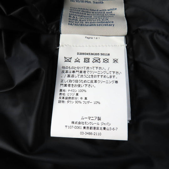 MONCLER Down jacket Lining: 100% nylon, Outer: Lamb leather, Part: Leather, Filling: 90% down, Filling: 10% feather black FLAMANT Women 1 Used Authentic