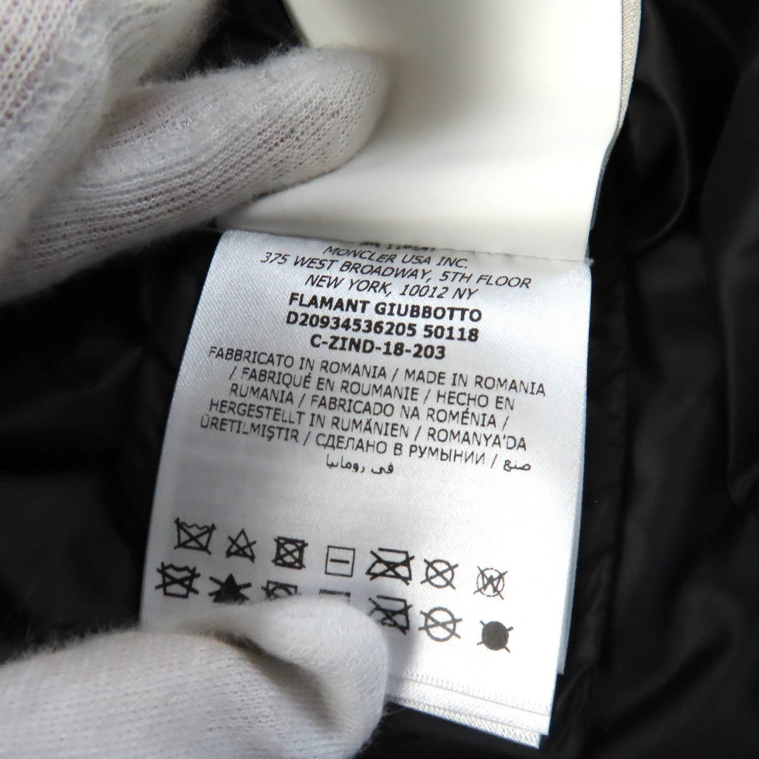 MONCLER Down jacket Lining: 100% nylon, Outer: Lamb leather, Part: Leather, Filling: 90% down, Filling: 10% feather black FLAMANT Women 1 Used Authentic
