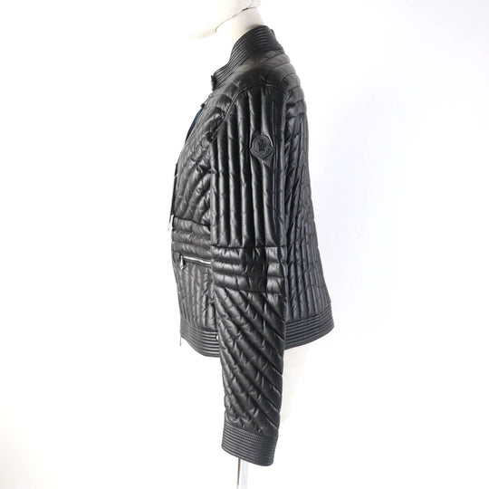 MONCLER Down jacket Lining: 100% nylon, Outer: Lamb leather, Part: Leather, Filling: 90% down, Filling: 10% feather black FLAMANT Women 1 Used Authentic
