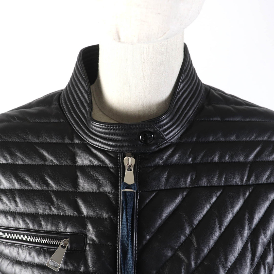 MONCLER Down jacket Lining: 100% nylon, Outer: Lamb leather, Part: Leather, Filling: 90% down, Filling: 10% feather black FLAMANT Women 1 Used Authentic