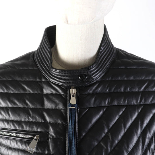 MONCLER Down jacket Lining: 100% nylon, Outer: Lamb leather, Part: Leather, Filling: 90% down, Filling: 10% feather black FLAMANT Women 1 Used Authentic