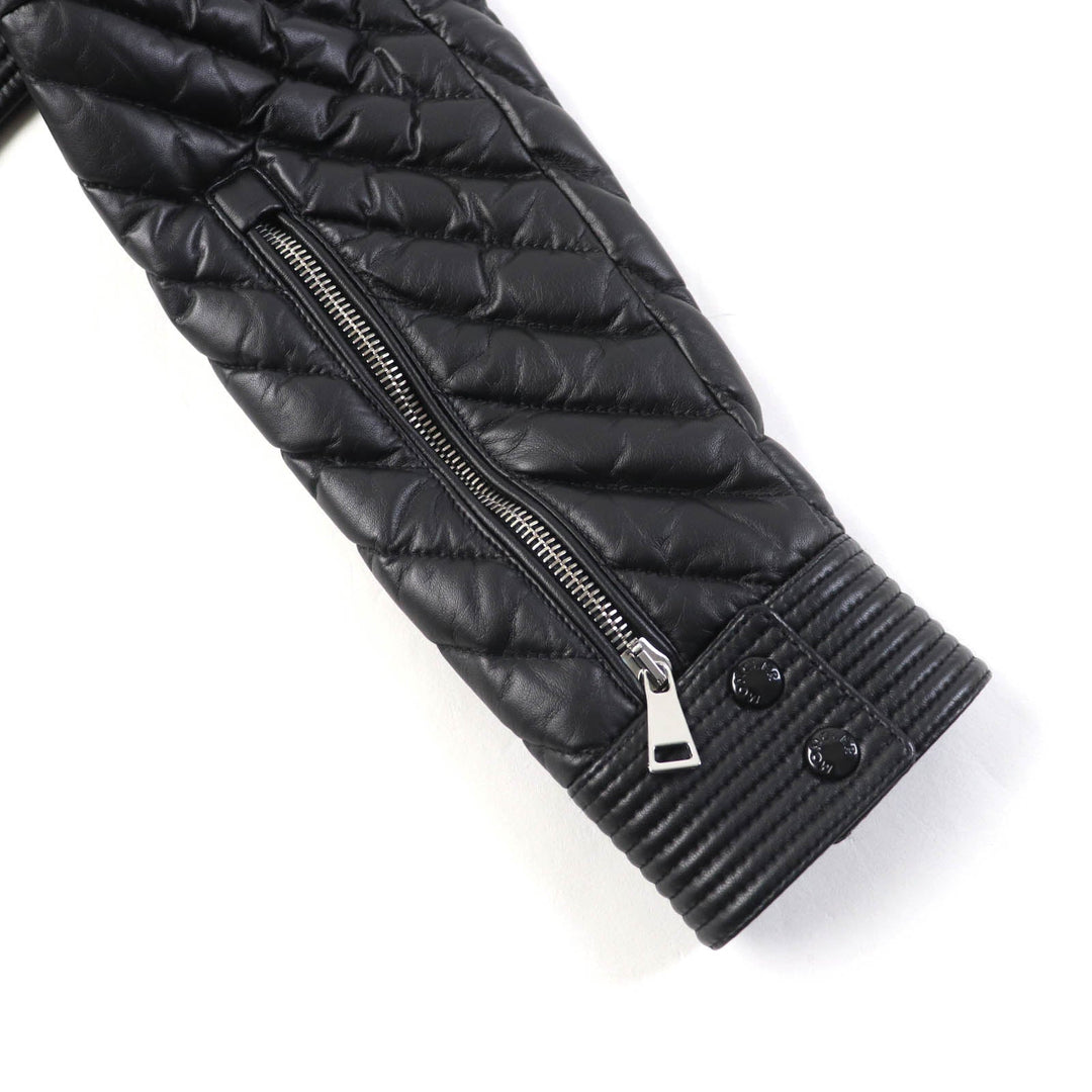 MONCLER Down jacket Lining: 100% nylon, Outer: Lamb leather, Part: Leather, Filling: 90% down, Filling: 10% feather black FLAMANT Women 1 Used Authentic