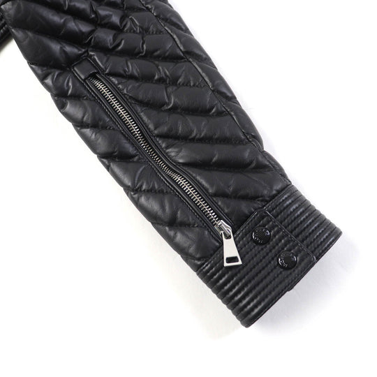 MONCLER Down jacket Lining: 100% nylon, Outer: Lamb leather, Part: Leather, Filling: 90% down, Filling: 10% feather black FLAMANT Women 1 Used Authentic