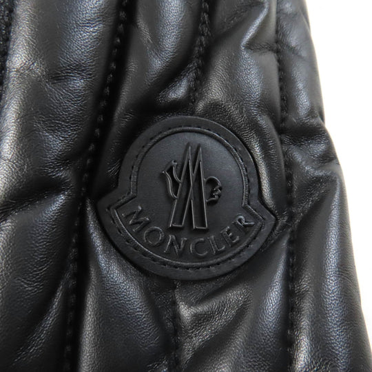 MONCLER Down jacket Lining: 100% nylon, Outer: Lamb leather, Part: Leather, Filling: 90% down, Filling: 10% feather black FLAMANT Women 1 Used Authentic