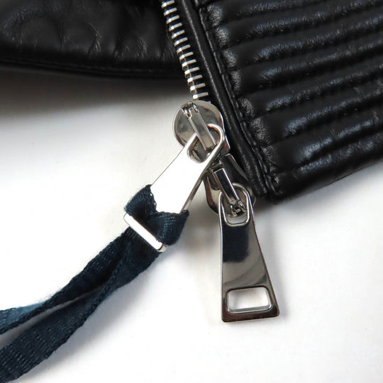 MONCLER Down jacket Lining: 100% nylon, Outer: Lamb leather, Part: Leather, Filling: 90% down, Filling: 10% feather black FLAMANT Women 1 Used Authentic