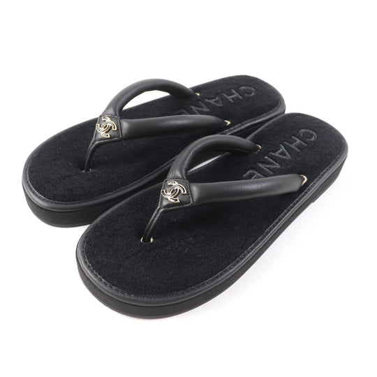 CHANEL Beach sandal G45517 Main: Leather black Women 39 Used Authentic