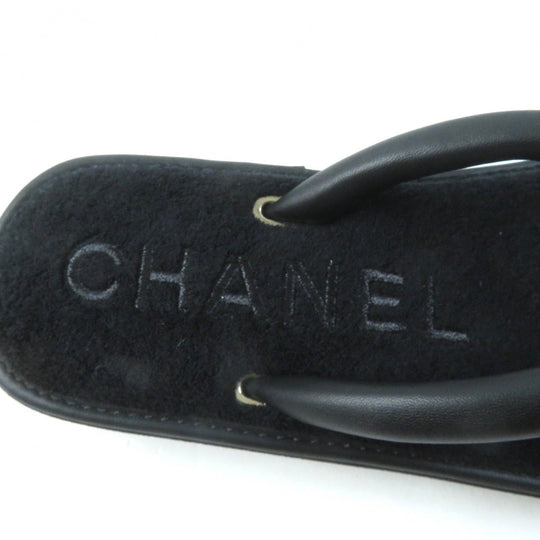 CHANEL Beach sandal G45517 Main: Leather black Women 39 Used Authentic