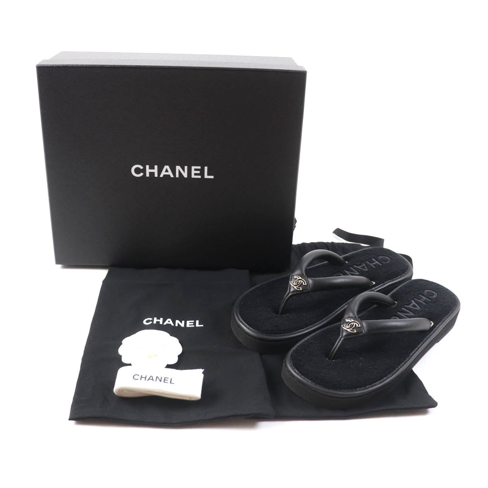 CHANEL Beach sandal G45517 Main: Leather black Women 39 Used Authentic