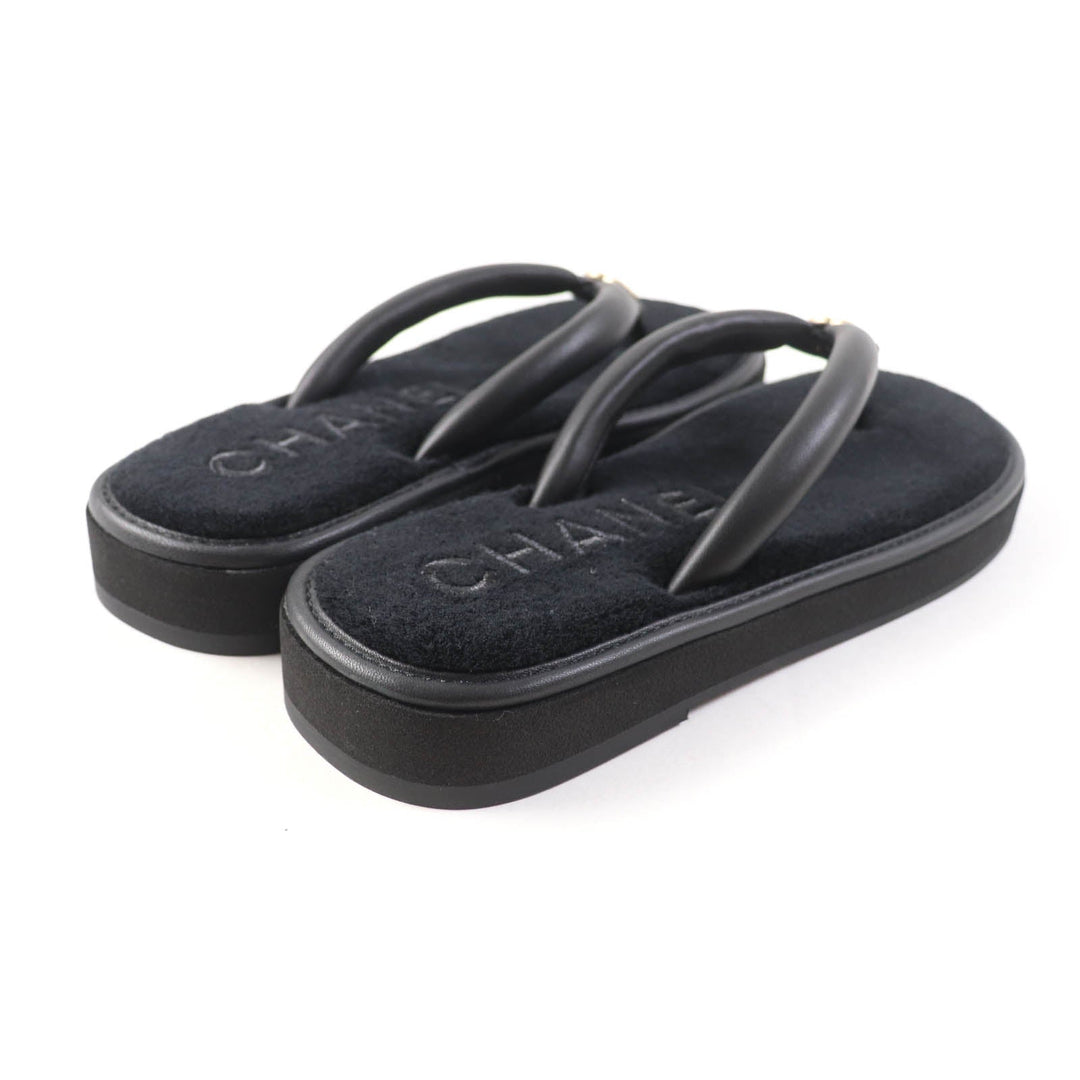CHANEL Beach sandal G45517 Main: Leather black Women 39 Used Authentic