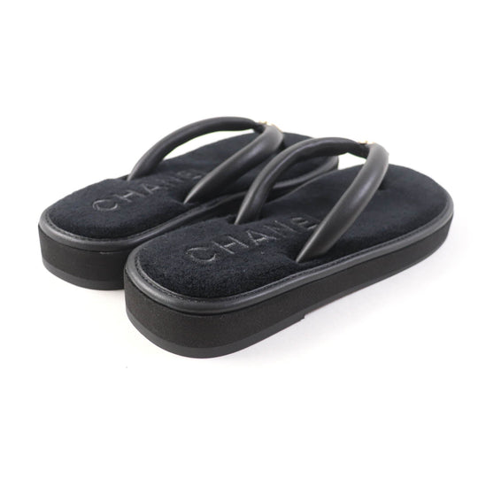 CHANEL Beach sandal G45517 Main: Leather black Women 39 Used Authentic