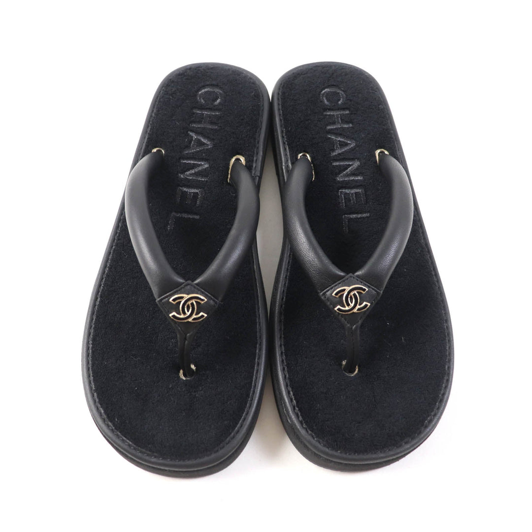 CHANEL Beach sandal G45517 Main: Leather black Women 39 Used Authentic