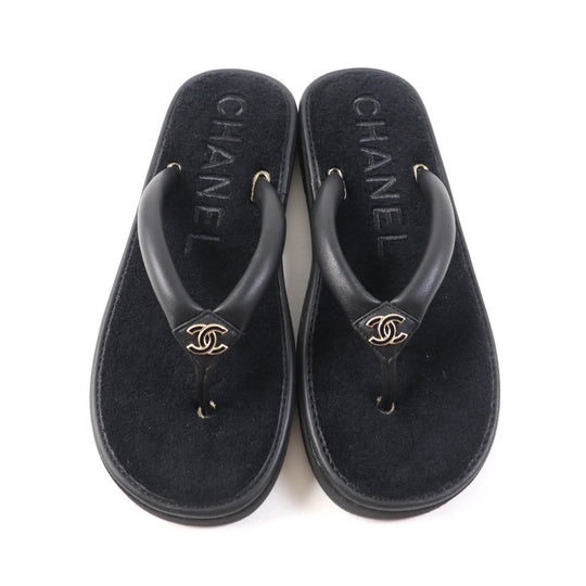 CHANEL Beach sandal G45517 Main: Leather black Women 39 Used Authentic