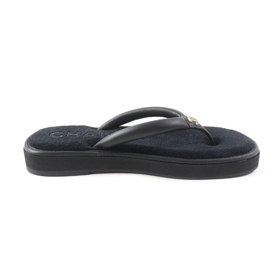 CHANEL Beach sandal G45517 Main: Leather black Women 39 Used Authentic