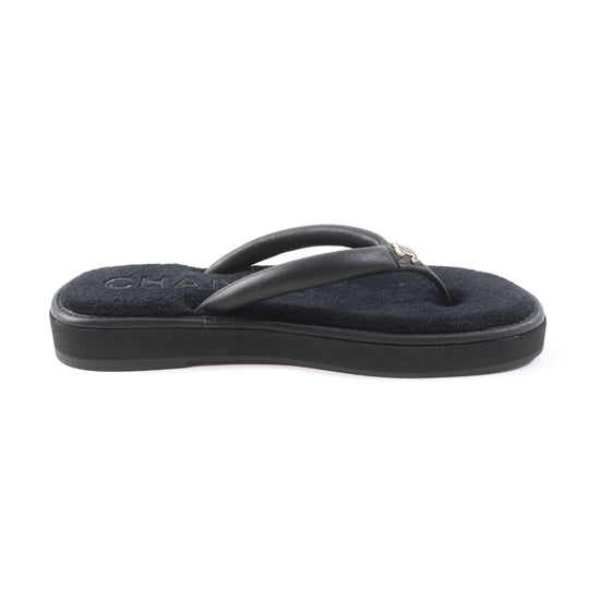 CHANEL Beach sandal G45517 Main: Leather black Women 39 Used Authentic