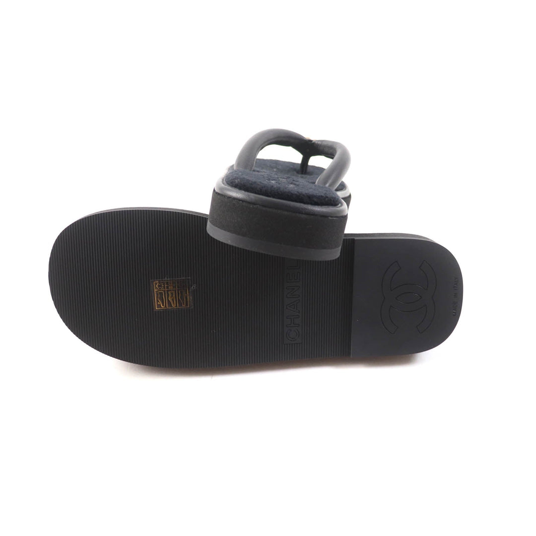 CHANEL Beach sandal G45517 Main: Leather black Women 39 Used Authentic