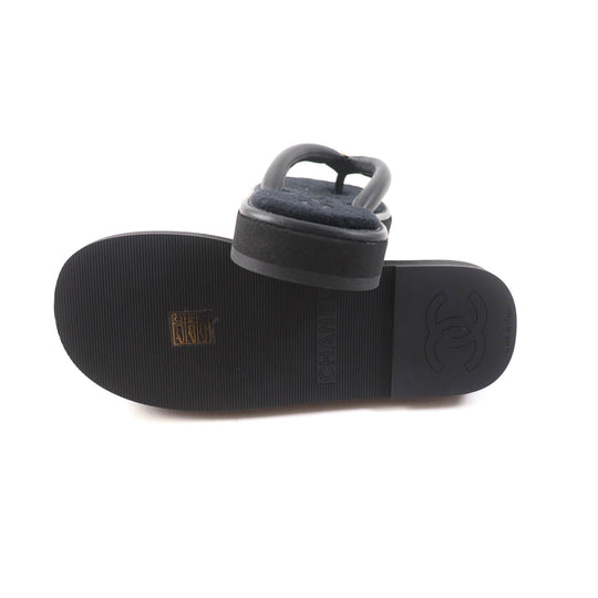CHANEL Beach sandal G45517 Main: Leather black Women 39 Used Authentic