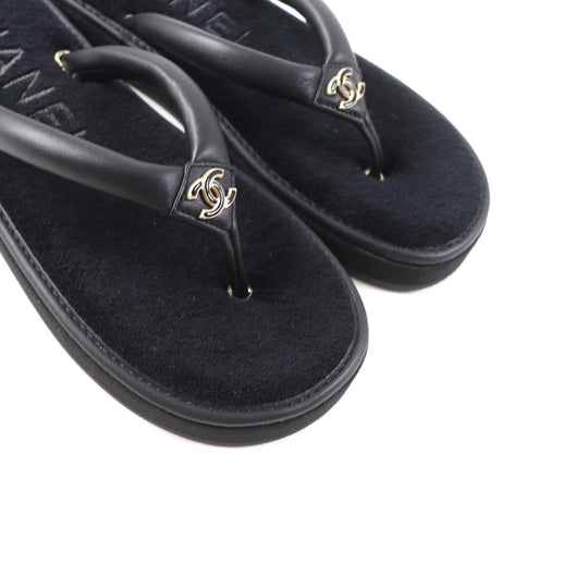 CHANEL Beach sandal G45517 Main: Leather black Women 39 Used Authentic