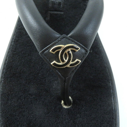 CHANEL Beach sandal G45517 Main: Leather black Women 39 Used Authentic