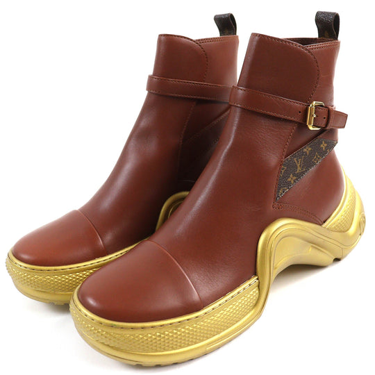 LOUIS VUITTON Ankle boots Main: Leather Brown gold Arclight line mens 42 Used Authentic
