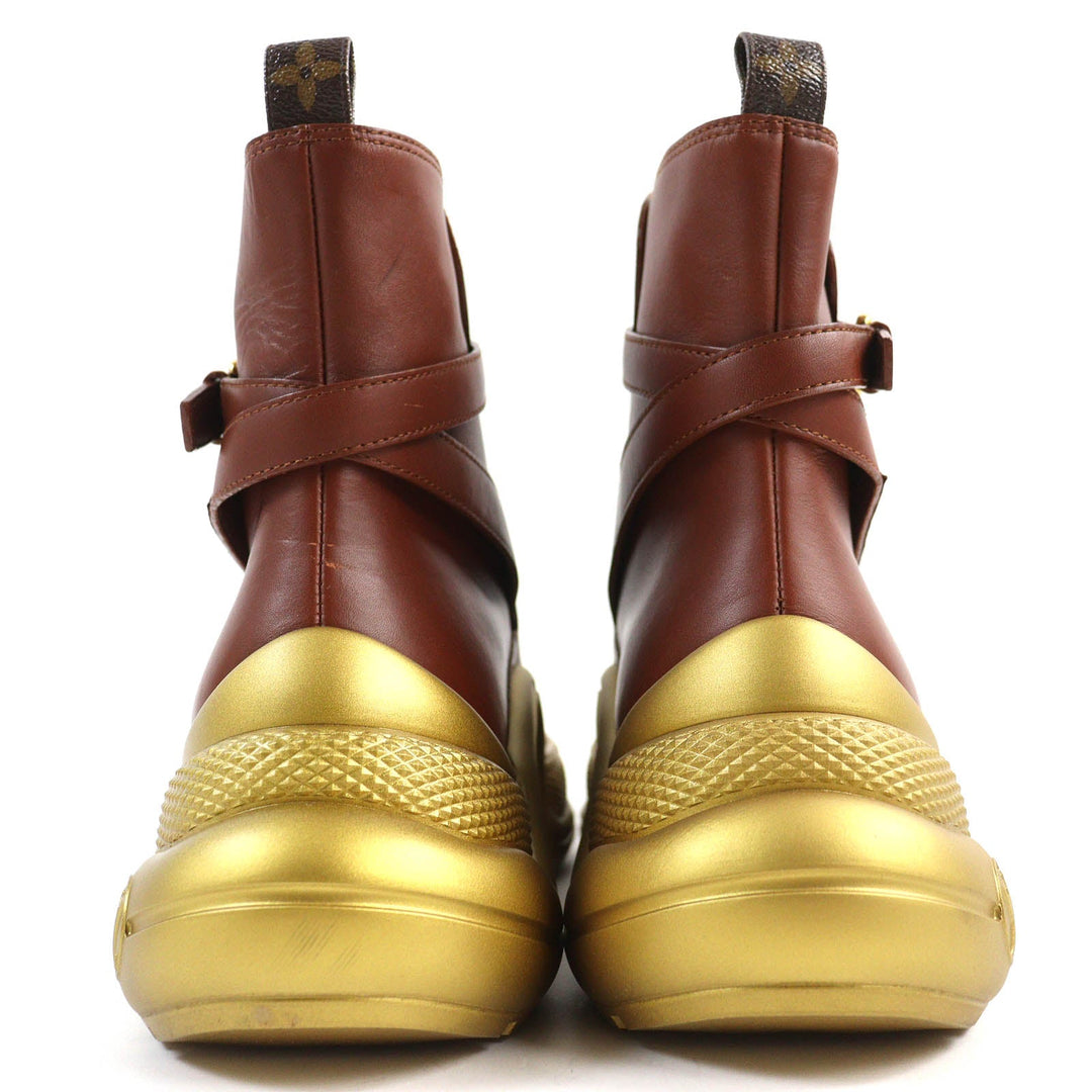 LOUIS VUITTON Ankle boots Main: Leather Brown gold Arclight line mens 42 Used Authentic