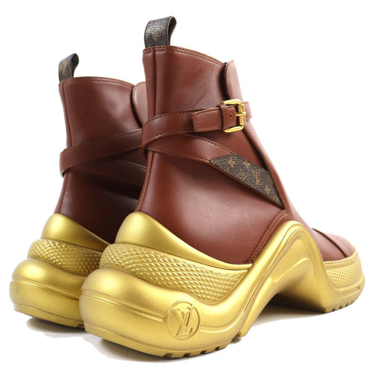LOUIS VUITTON Ankle boots Main: Leather Brown gold Arclight line mens 42 Used Authentic