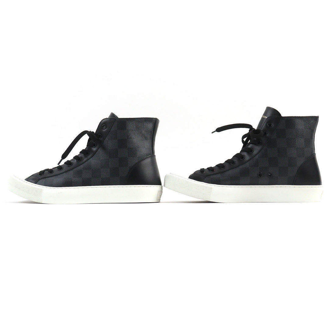 LOUIS VUITTON High cut sneakers Part: Leather Black gray white Tattoo line mens 7 Used Authentic