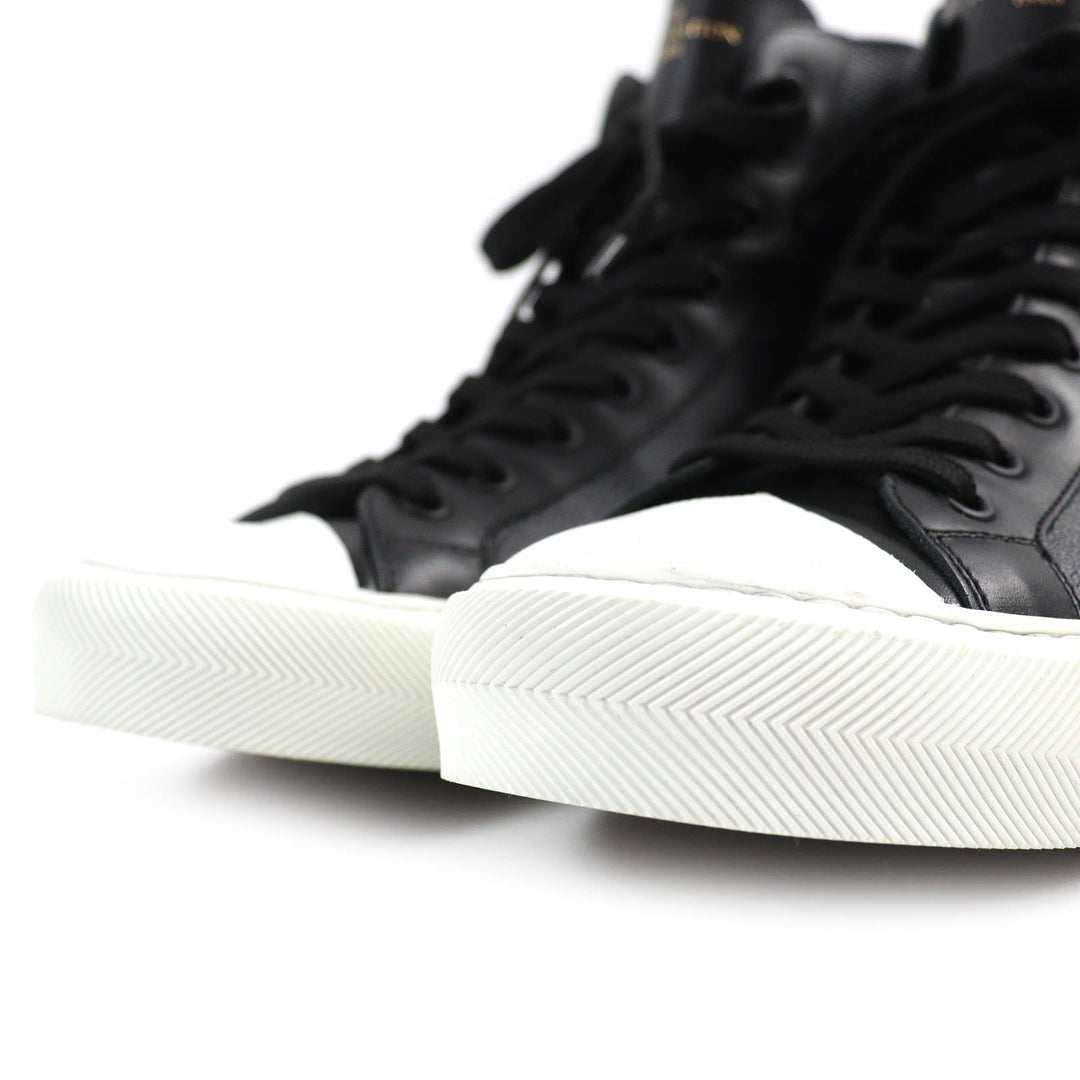 LOUIS VUITTON High cut sneakers Part: Leather Black gray white Tattoo line mens 7 Used Authentic