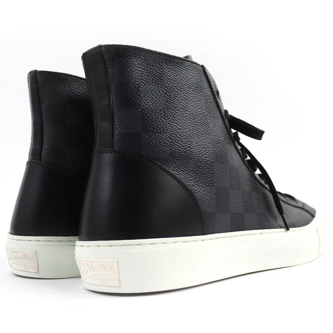 LOUIS VUITTON High cut sneakers Part: Leather Black gray white Tattoo line mens 7 Used Authentic