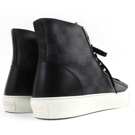 LOUIS VUITTON High cut sneakers Part: Leather Black gray white Tattoo line mens 7 Used Authentic