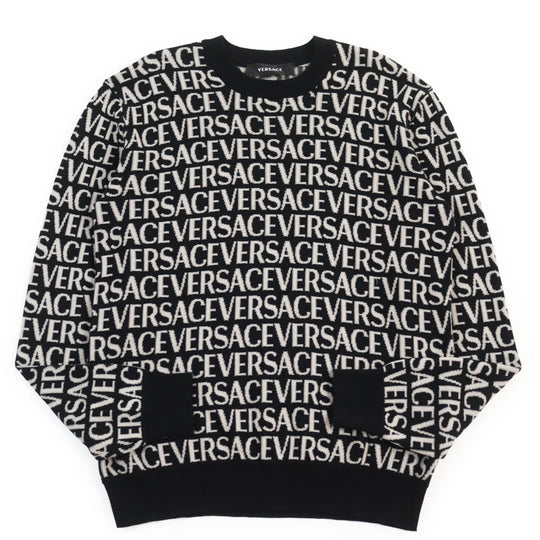 VERSACE knit 1014456 Main: 57% cotton, Main: 43% rayon black mens 46 Used Authentic