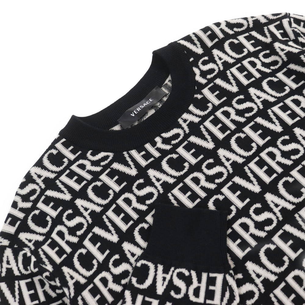 VERSACE knit 1014456 Main: 57% cotton, Main: 43% rayon black mens 46 Used Authentic