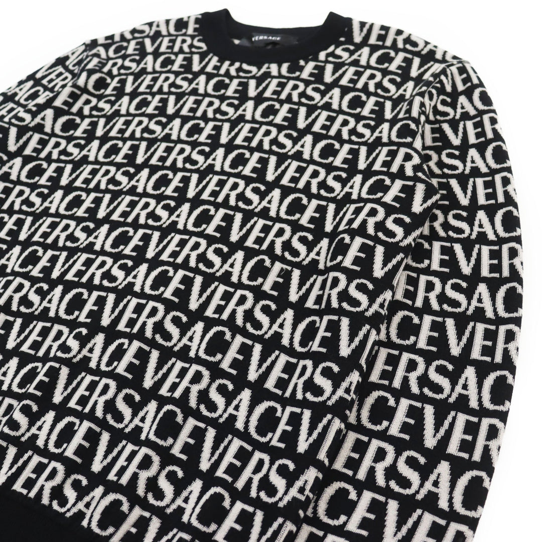 VERSACE knit 1014456 Main: 57% cotton, Main: 43% rayon black mens 46 Used Authentic