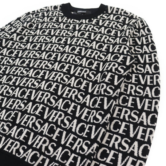 VERSACE knit 1014456 Main: 57% cotton, Main: 43% rayon black mens 46 Used Authentic