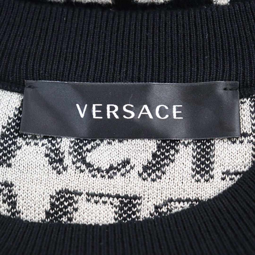 VERSACE knit 1014456 Main: 57% cotton, Main: 43% rayon black mens 46 Used Authentic