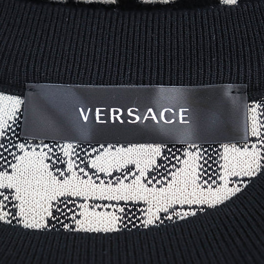 VERSACE knit 1014456 Main: 57% cotton, Main: 43% rayon black mens 46 Used Authentic