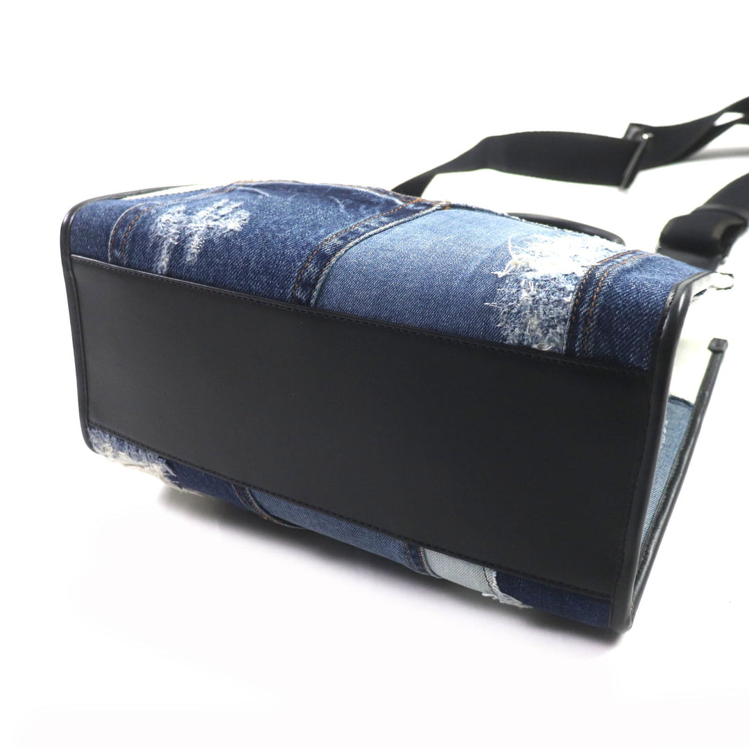 DOLCE&GABBANA Shoulder Bag Main: Denim, Main: Leather blue-black Edge Shopping Bag mens Used Authentic