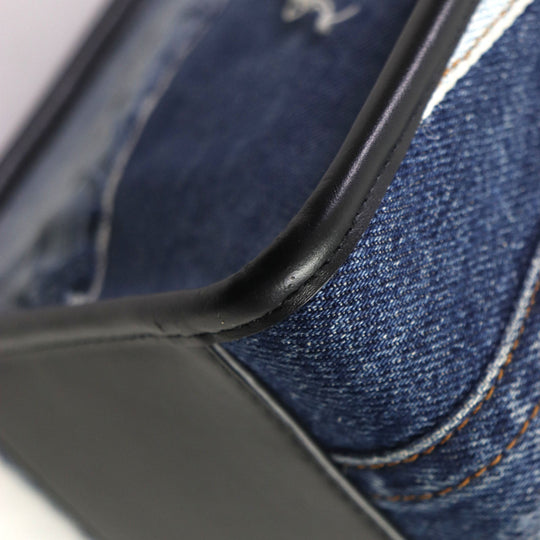 DOLCE&GABBANA Shoulder Bag Main: Denim, Main: Leather blue-black Edge Shopping Bag mens Used Authentic