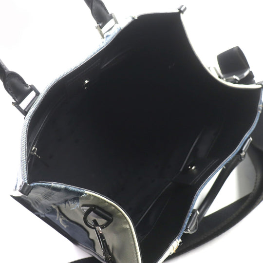 DOLCE&GABBANA Shoulder Bag Main: Denim, Main: Leather blue-black Edge Shopping Bag mens Used Authentic