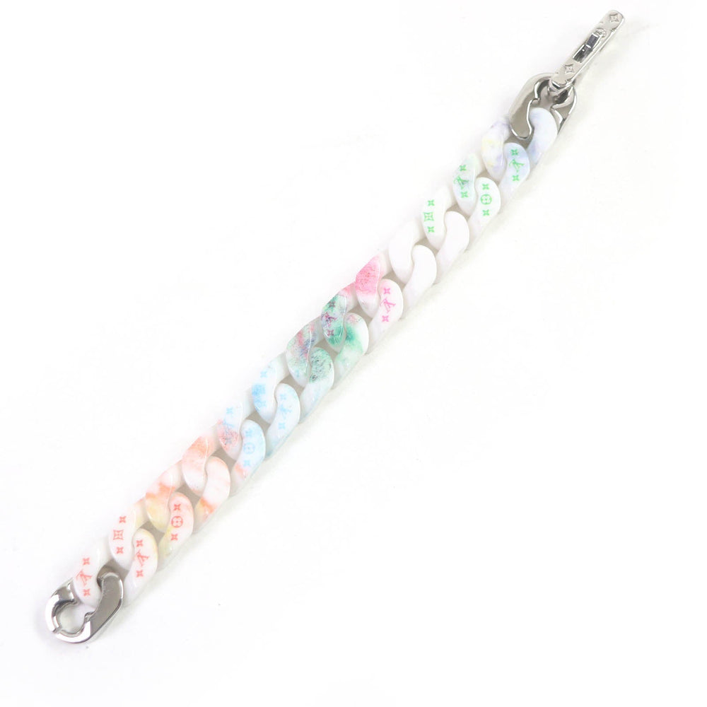 LOUIS VUITTON bracelet MP2851 Ceramic, Metal White Silver Bracelet Chain Links Pastel Women(Unisex) M Used Authentic