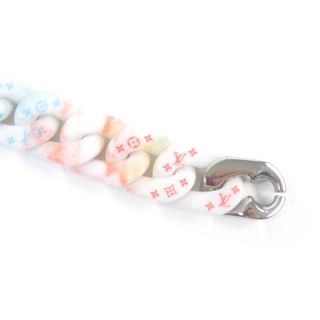 LOUIS VUITTON bracelet MP2851 Ceramic, Metal White Silver Bracelet Chain Links Pastel Women(Unisex) M Used Authentic