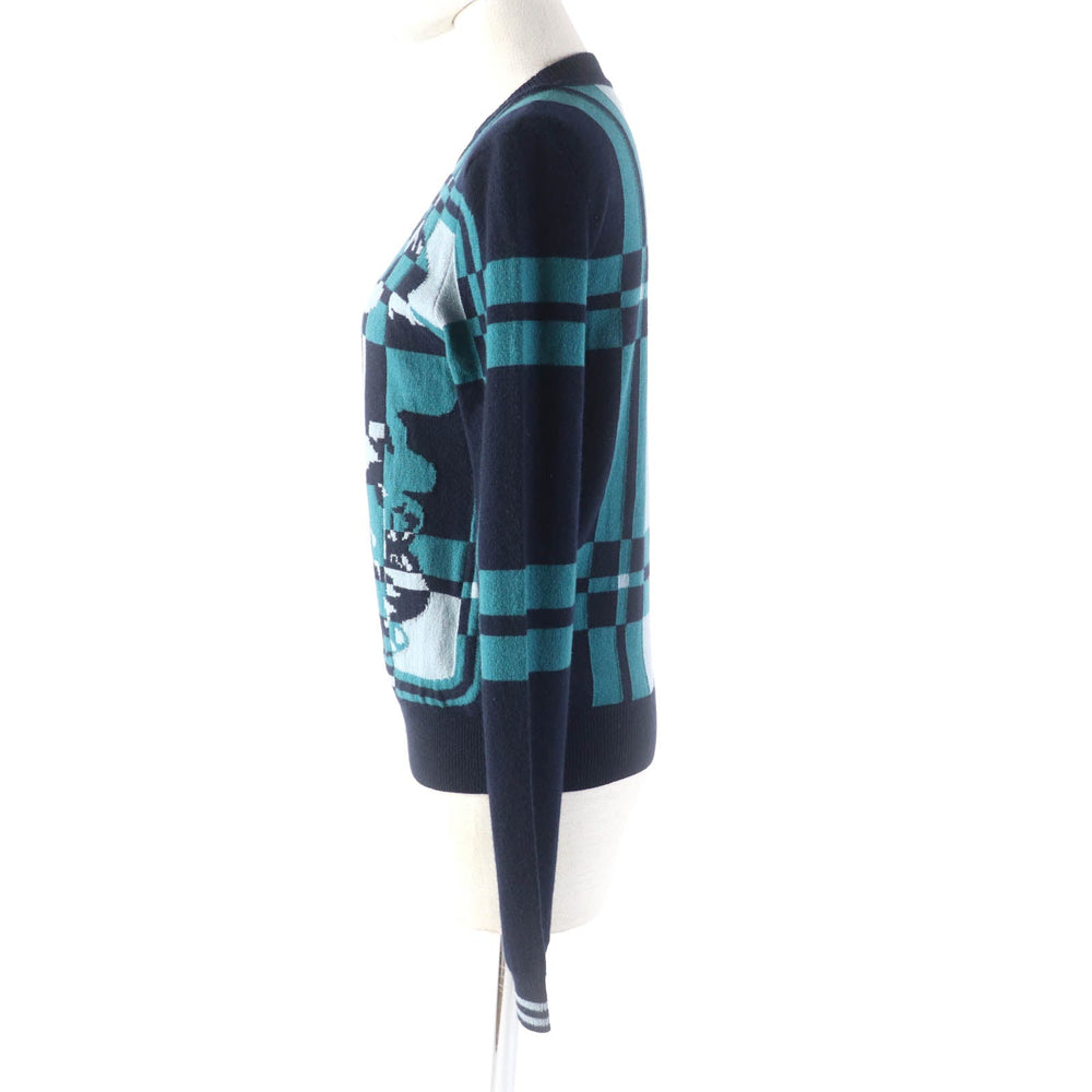 HERMES knit 3H2620DD Main: 100% cashmere Multi Brid de Gala Tartan Women 34 Used Authentic